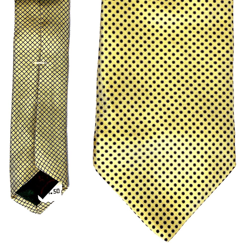 Tommy Hilfiger Vintage Tie Y2K Yellow Power Polka Dot Two Tone Preppy